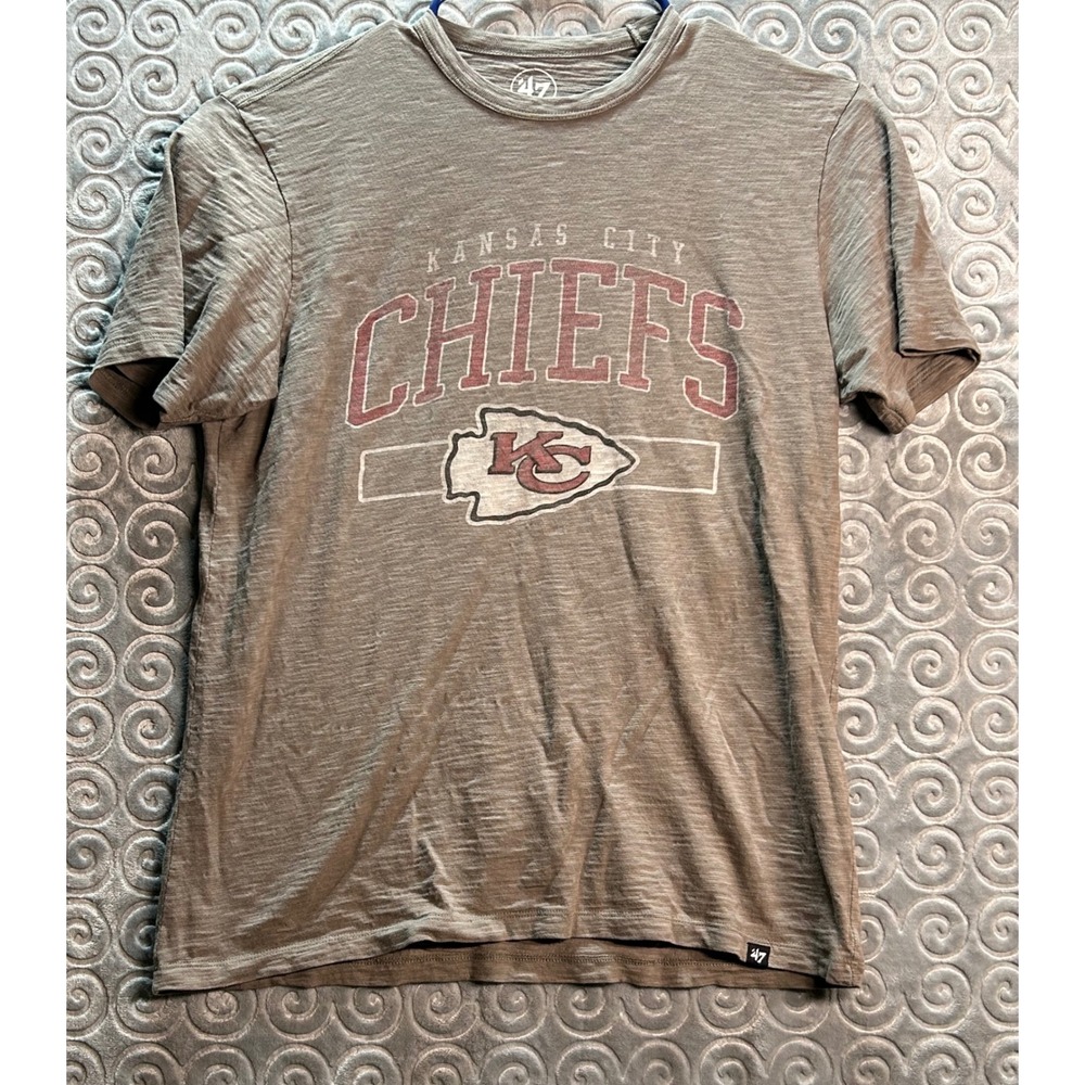 '47 Brand Kansas City Chiefs T-Shirt Mens M‎ Gray Short Sleeve Football NFL